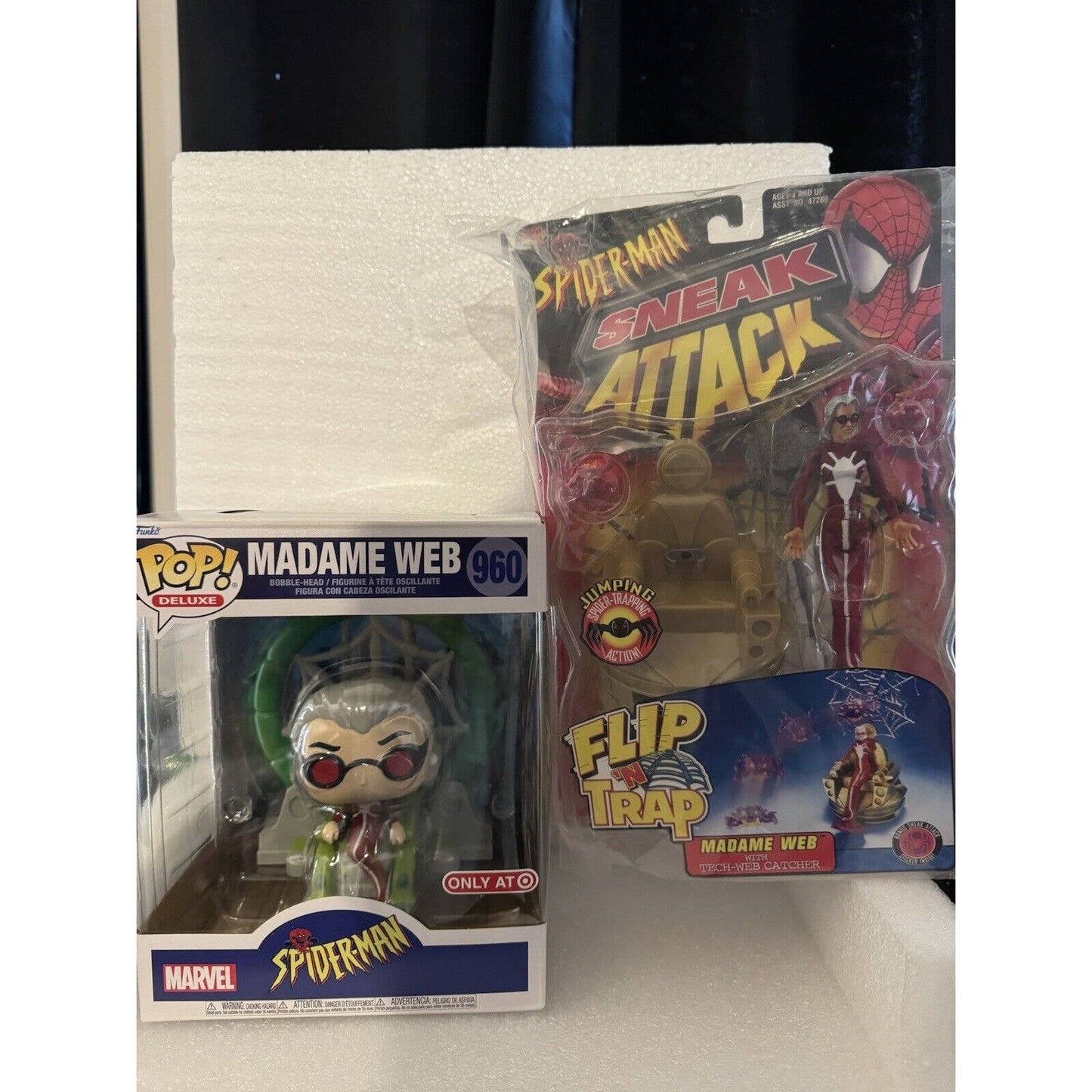 Madame Web Funko Pop #960 & Sneak Attack Madame Web Action Figure 1998 lot